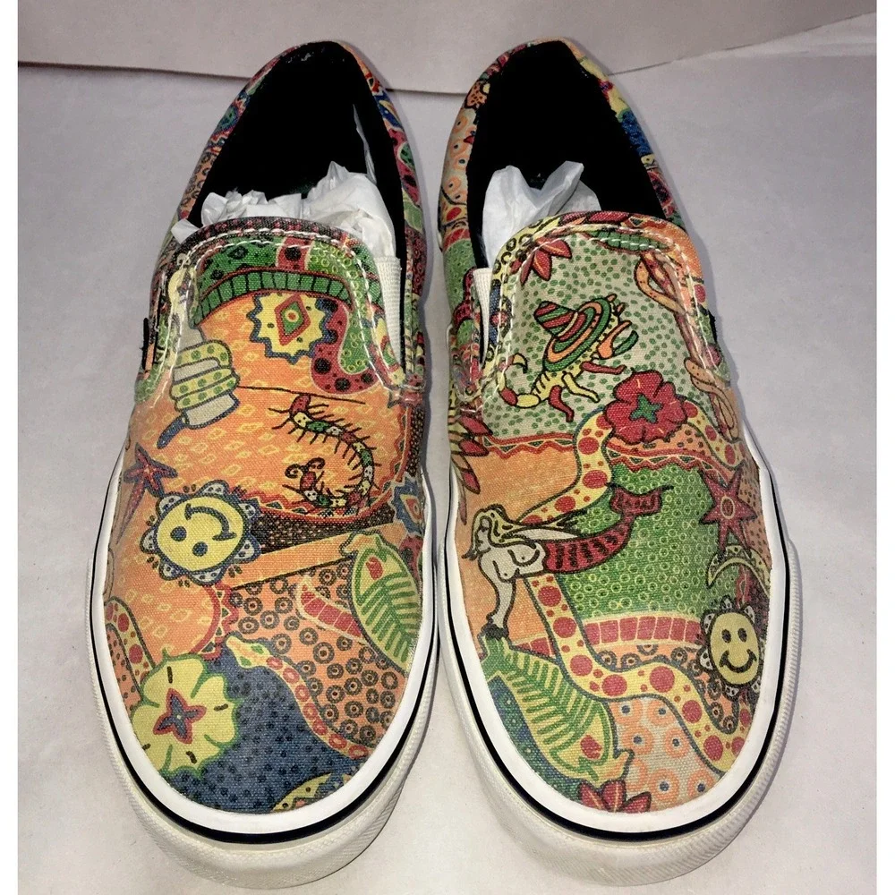 Vans Van Doren Multi Aborigi Skateboard Sneakers Mermaids Nautical Sz. M8, W9.5